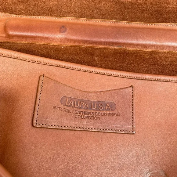 Gorgeous Vintage British Tan Leather Briefcase w/ Crossbody Strap -GHW - Picture 6 of 10